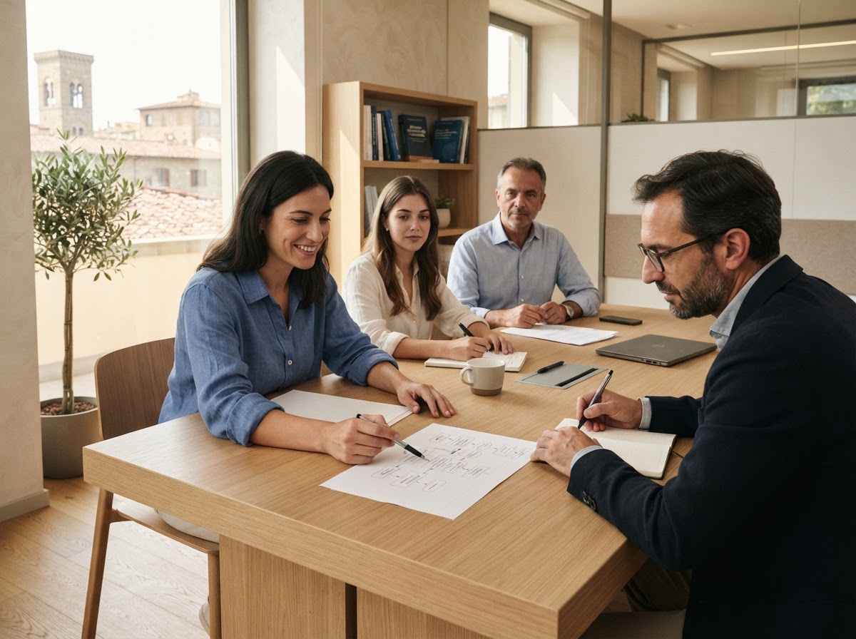 Falco Rendisto — professionista concentrato in un home office moderno e luminoso